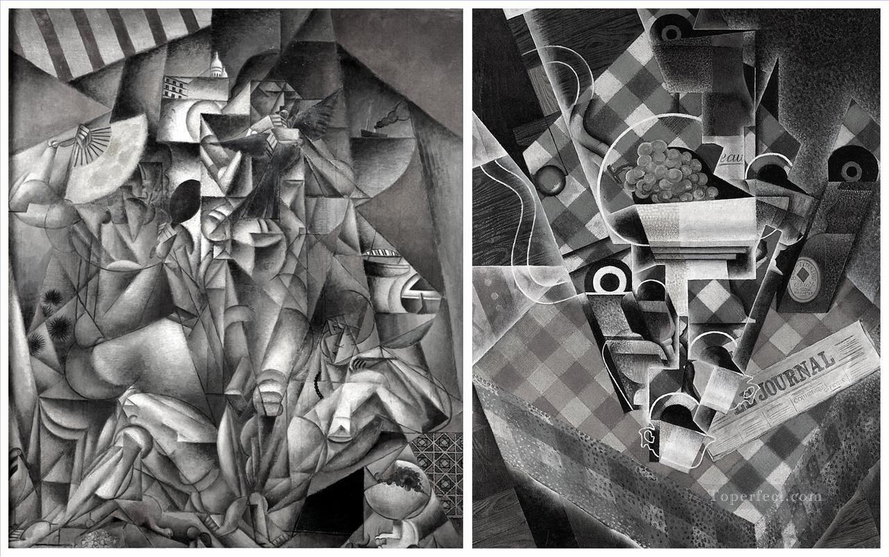 black and white Still Life with Checked Tablecloth Oil Paintings